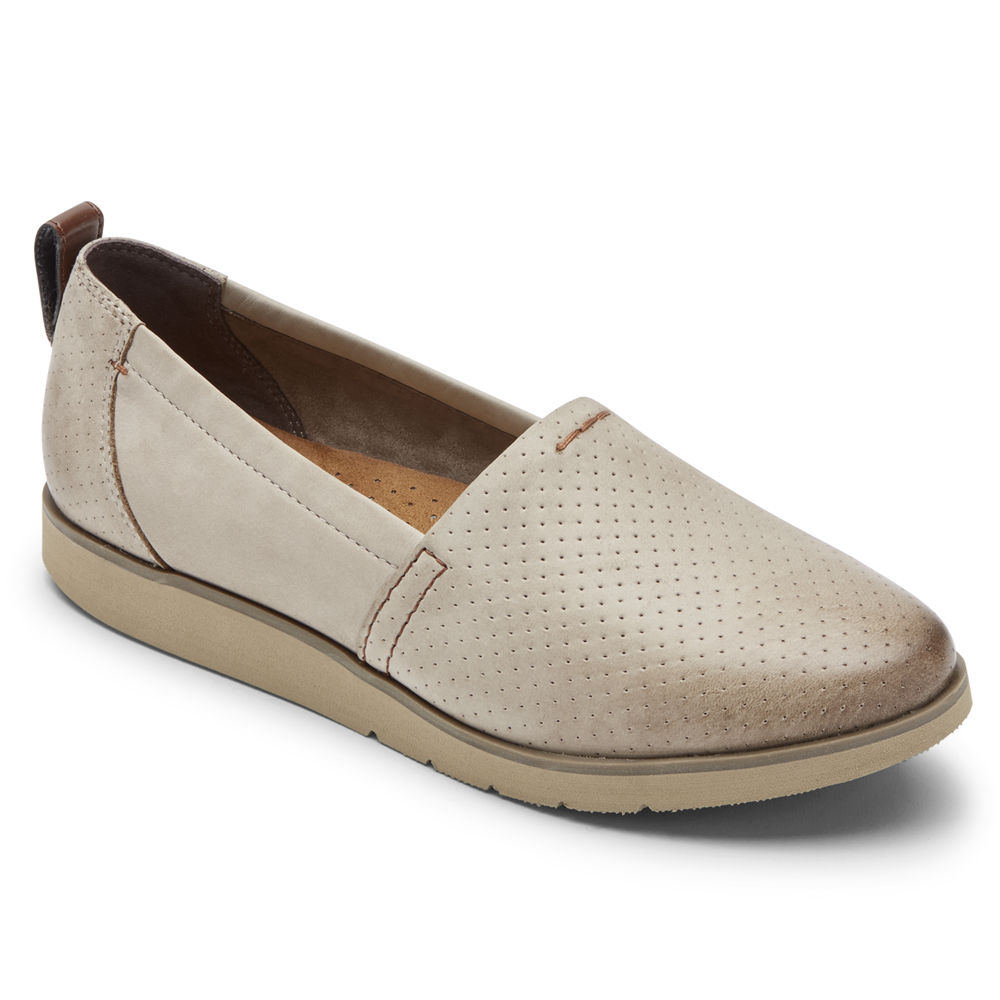 Rockport Womens Slip-On Beige - Cobb Hill Laci - UK 649-LORVYU